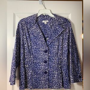 Joan Rivers Blue Leopard Print Jacket Coat